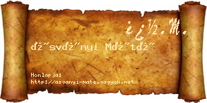 Ásványi Máté névjegykártya